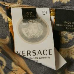 Pre Owned Versace Black/Yellow Barocco Print Satin Silk Shirt M