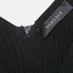 Versace Black Rib Knit Medusa Detail Tank Top L