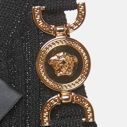Versace Black Rib Knit Medusa Detail Tank Top L