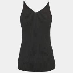 Versace Black Rib Knit Medusa Detail Tank Top L
