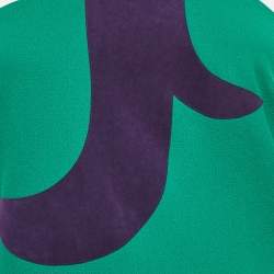 Versace Green Wool Applique Detail One-Shoulder Mini Dress S