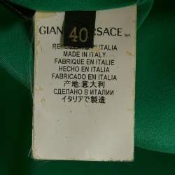 Versace Green Wool Applique Detail One-Shoulder Mini Dress S
