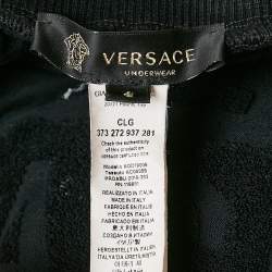 Versace Black Monogram Tuft Cotton Knit Joggers XS