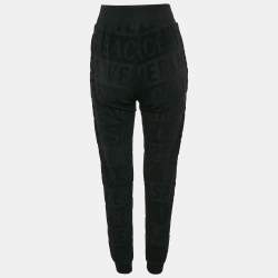 Versace Black Monogram Tuft Cotton Knit Joggers XS
