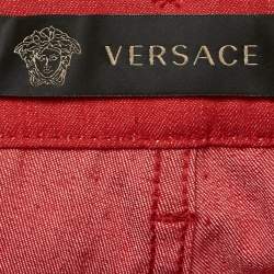 Versace Red Denim Medusa Stud Detail Jeans S Waist 28"