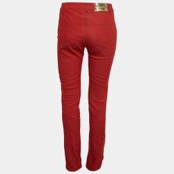 Versace Red Denim Medusa Stud Detail Jeans S Waist 28"