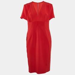 Versace Red Silk Blend V-Neck Short Dress L