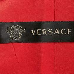 Versace Red Silk Blend V-Neck Short Dress L