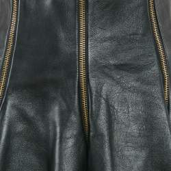 Versace Black Leather Zipper Detail Flared Mini Skirt M