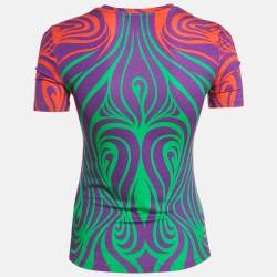 Pre Owned Versace Multicolor Printed Jersey Crew Neck T-Shirt S