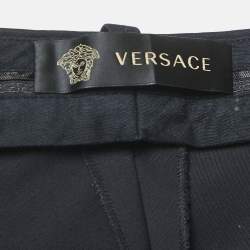 Versace Black Greek Key Pocket Detail Straight Leg Trousers L