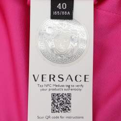 Versace Pink/Silver Satin Baroque Cutout Midi Shirt Dress S