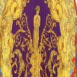 Versace Multicolor Printed Satin Ruffled Skirt S