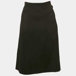 Versace Black Sateen Drape Detail Pencil Skirt  L