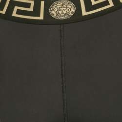 Pre Owned Versace Black Nylon Greca Band Cycling Shorts S