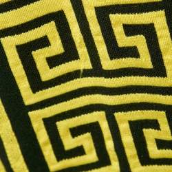 Pre Owned Versace Black/Yellow Greca Pattern Jersey Crewneck Sweatshirt S