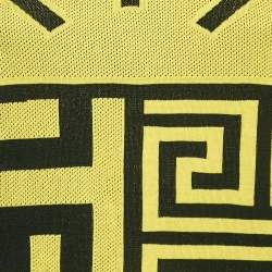 Pre Owned Versace Black/Yellow Greca Pattern Jersey Crewneck Sweatshirt S