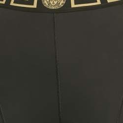 Pre Owned Versace Black Greca Waist Jersey Leggings S