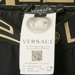 Pre Owned Versace Black Greca Waist Jersey Leggings S