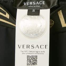 Pre Owned Versace Black Greca Waist Jersey Leggings S