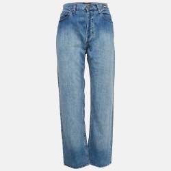 Versace Vintage Blue Washed Denim Wide Leg High Ride Jeans L Waist 31" 