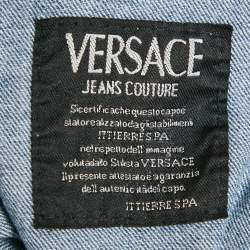 Versace Vintage Blue Washed Denim Wide Leg High Ride Jeans L Waist 31" 