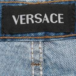 Versace Vintage Blue Washed Denim Wide Leg High Ride Jeans L Waist 31" 