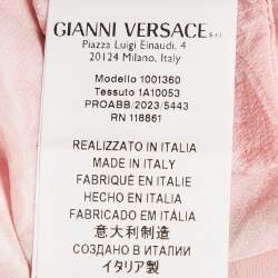 Pre Owned Versace Pink Barocco Print Silk Shirt and Skirt Set S