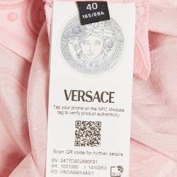 Pre Owned Versace Pink Barocco Print Silk Shirt and Skirt Set S