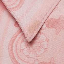 Pre Owned Versace Pink Barocco Print Silk Shirt and Skirt Set S