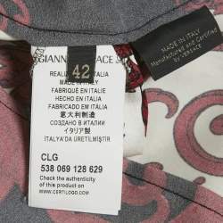 Pre Owned Versace Burgundy Paisley Print Satin Shirt M