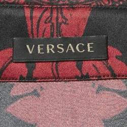 Pre Owned Versace Burgundy Paisley Print Satin Shirt M