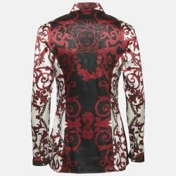 Pre Owned Versace Burgundy Paisley Print Satin Shirt M