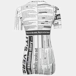 Versace White Newspaper Print Cotton Crew Neck T-Shirt S