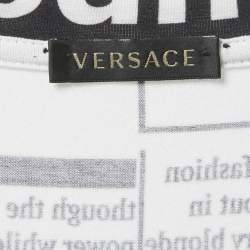 Versace White Newspaper Print Cotton Crew Neck T-Shirt S