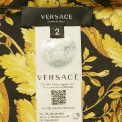Versace Yellow Barocco Print Silk Pajama Shirt S
