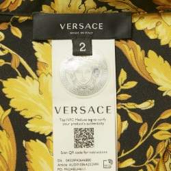 Versace Yellow Barocco Print Silk Pajama Shirt S