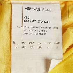 Versace Yellow Jersey Metal Detail Mini Dress S