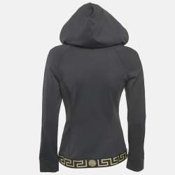 Pre Owned Versace Black Greca Border Jersey Zip-Front Jacket L