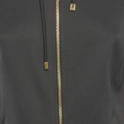 Pre Owned Versace Black Greca Border Jersey Zip-Front Jacket L