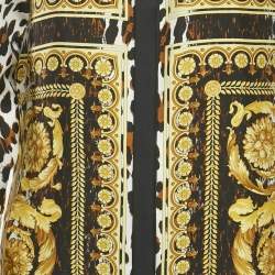 Pre Owned Versace Tribute Black Silk Wild Baroque SS 1992 Shirt Dress M