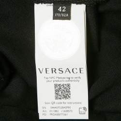 Versace Black Logo Embroidery Cotton Crew Neck T-Shirt M