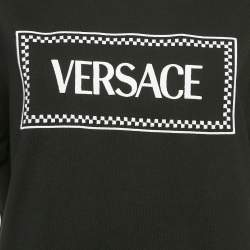 Versace Black Logo Embroidery Cotton Crew Neck T-Shirt M