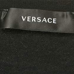 Versace Black Logo Embroidery Cotton Crew Neck T-Shirt M