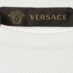 Versace White Rib Knit Crew Neck Jumper M 