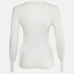 Versace White Rib Knit Crew Neck Jumper M 