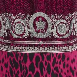 Versace Pink Baroque Snake Print Crepe Sleeveless Dress M