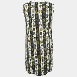 Pre Owned Versace Black/White Printed Crepe Sleeveless Dress M