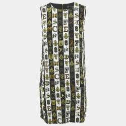 Versace Black/White Printed Crepe Sleeveless Dress M