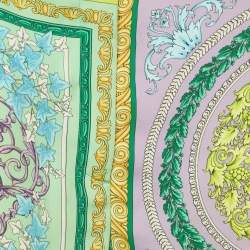 Pre Owned Versace Green Barocco Crepe Metallic Ring Detail Shorts S